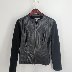 NY Collection Leather Outfitters‎ Zip Up Modern Biker Jacket Black Size M